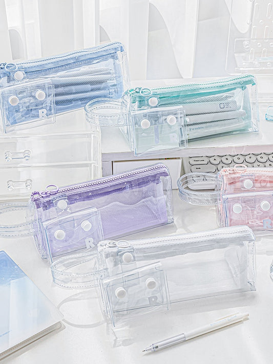 Summer Transparent Waterproof Detachable Pencil Case, Beach Makeup Bag