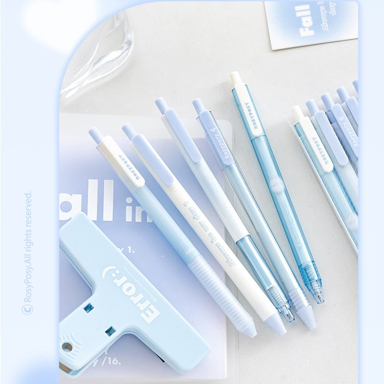 Lot de 5 stylos à encre gel rétractables pour blush dégradé Girly 0,38/0,5 mm