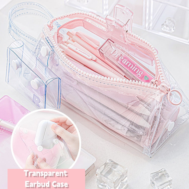 Summer Transparent Waterproof Detachable Pencil Case, Beach Makeup Bag