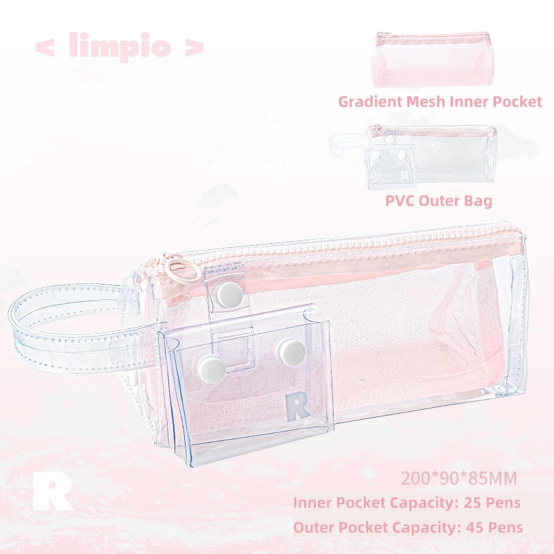 Summer Transparent Waterproof Detachable Pencil Case, Beach Makeup Bag
