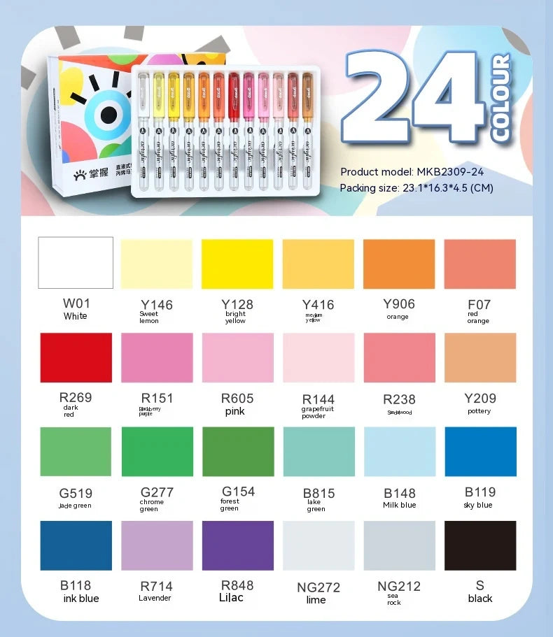 Grasp 24/36/48/60 color Animation hand painting design water-based marker soft brush art set