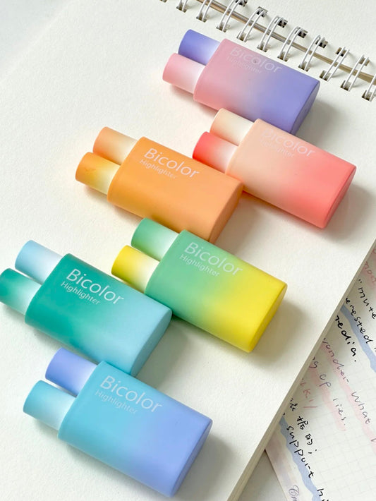 Dual-Color Dual-Tip Gradient Highlighters with Soft Tips-pack of 3