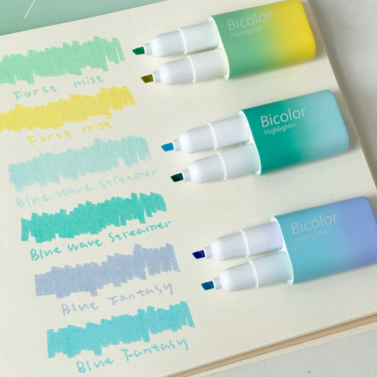 Dual-Color Dual-Tip Gradient Highlighters with Soft Tips-pack of 3