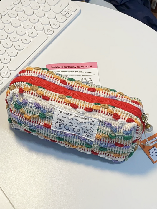 Rainbow Woven Pen Case, Large Capacity