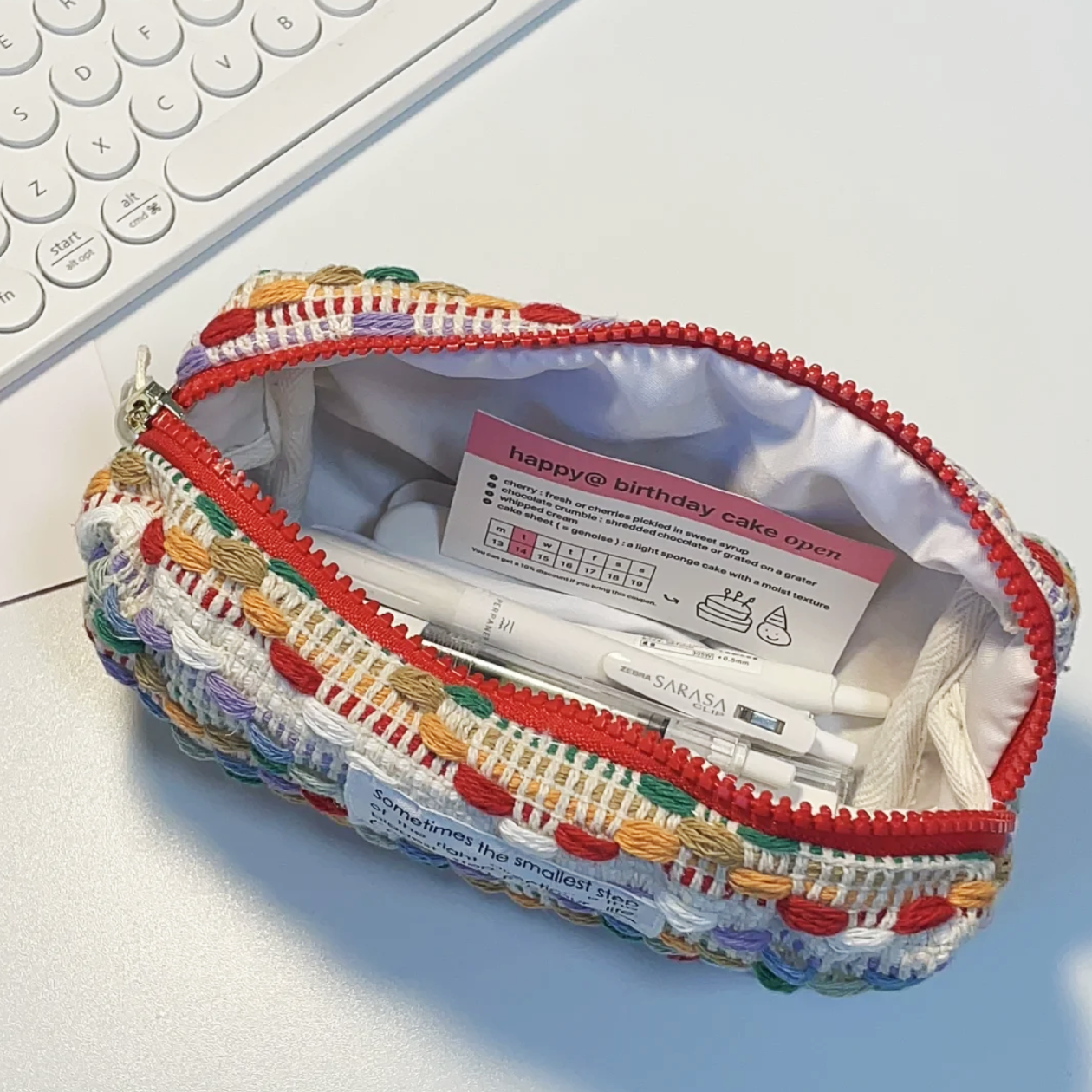 Rainbow Woven Pen Case, Large Capacity