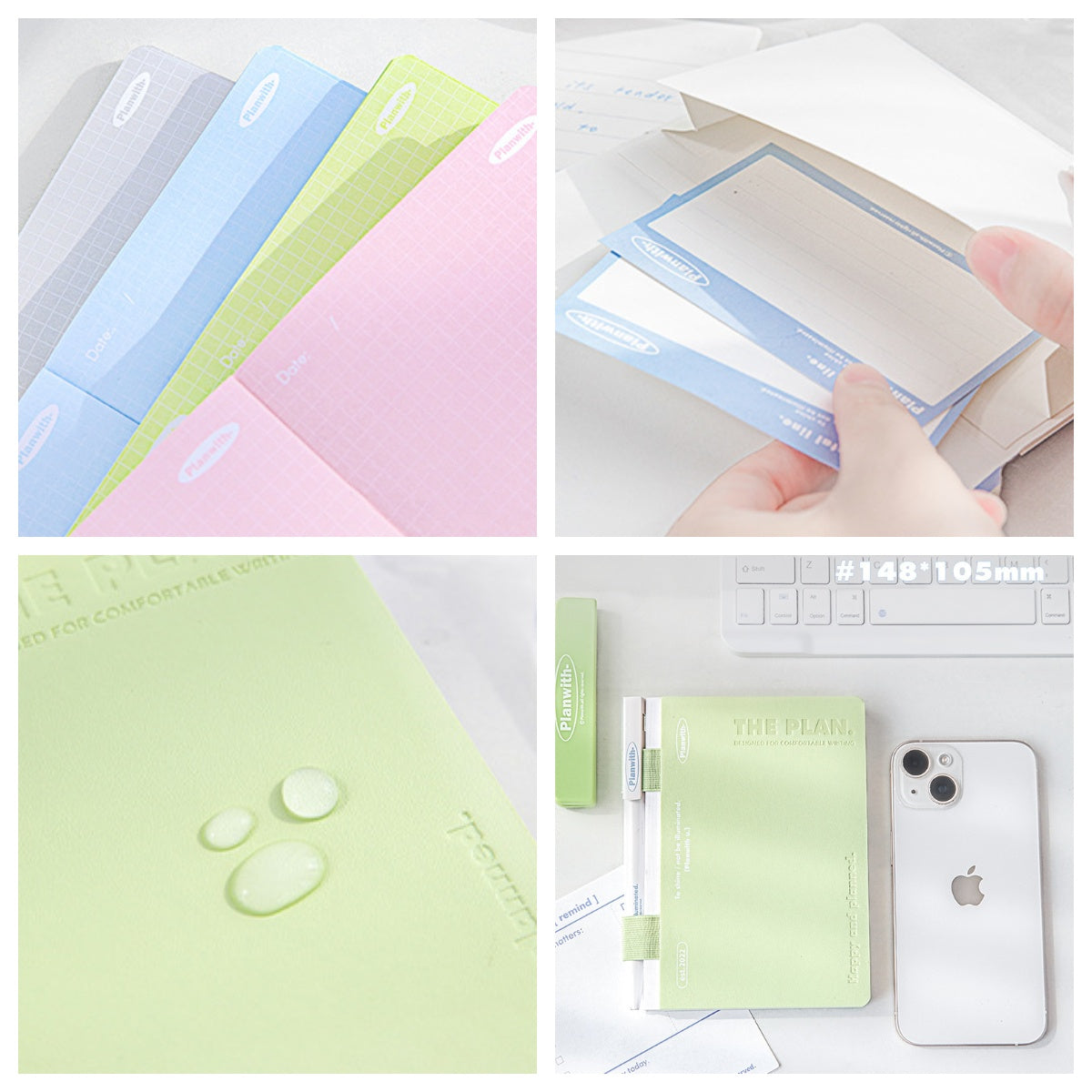 Hardcover A6 Waterproof Planner Notebook with Pen Holder – Portable Leather Texture Schedule Book