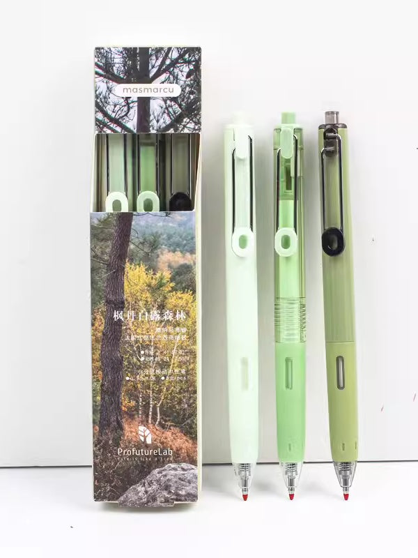 M&G x masmarcu Forest Green Series Eco-friendly Silent Writing ProfutureLab 0.5mm Gel Pen Set-Pack of 3/4