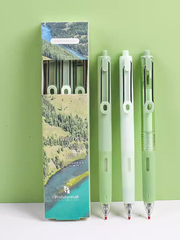 M&G x masmarcu Forest Green Series Eco-friendly Silent Writing ProfutureLab 0.5mm Gel Pen Set-Pack of 3/4