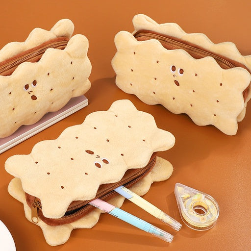 Stuffed Cookie-Shaped Plush Pen Case