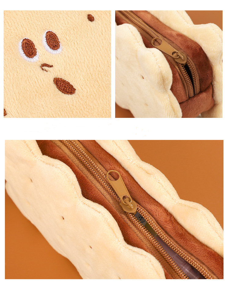 Stuffed Cookie-Shaped Plush Pen Case