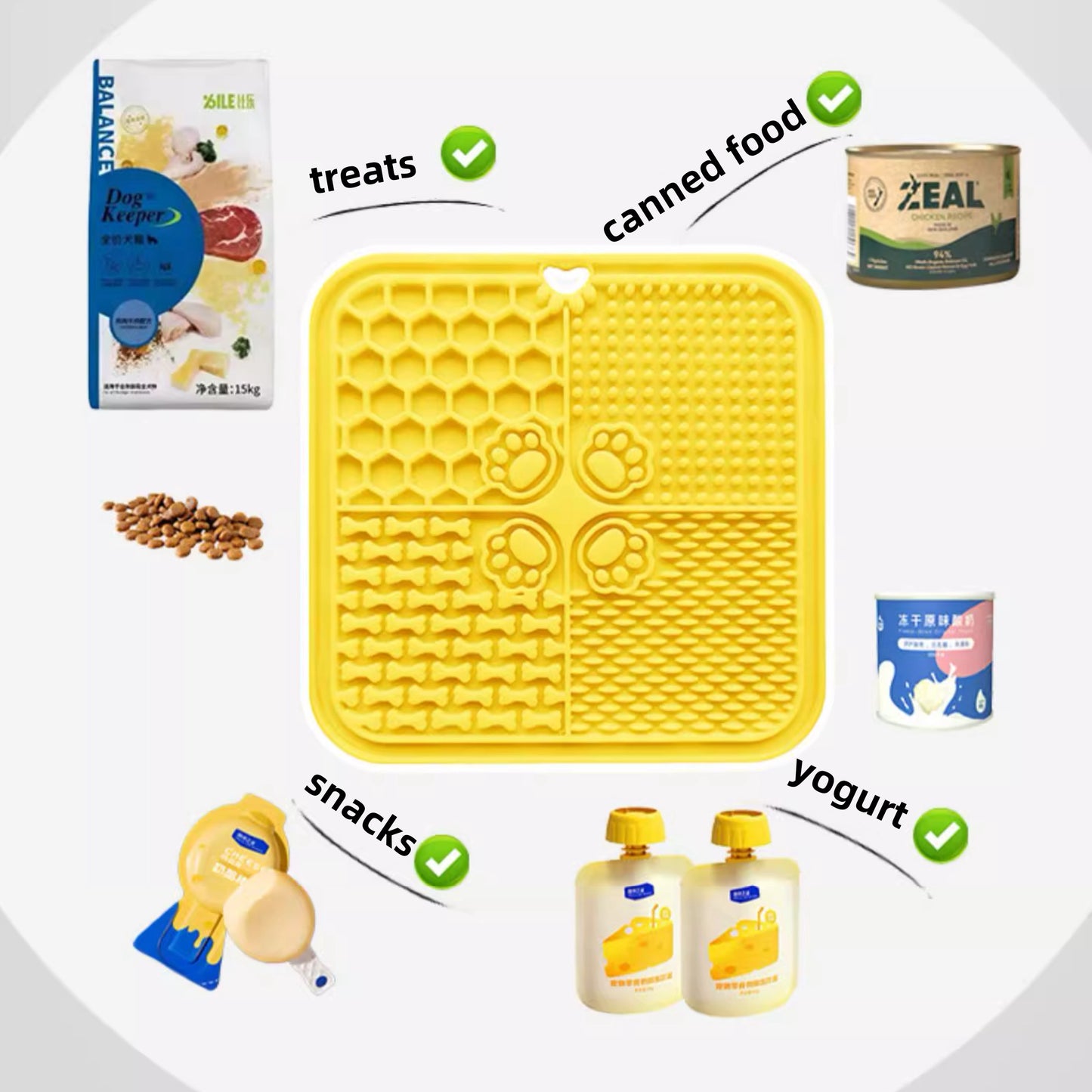 Slow Feeding Mat, Lick Mat Dog Bowls, Food Feeder for Dog Cat, Pet Lick Pad Anxiety Relief Feeding Mat withSuction, Multicolor