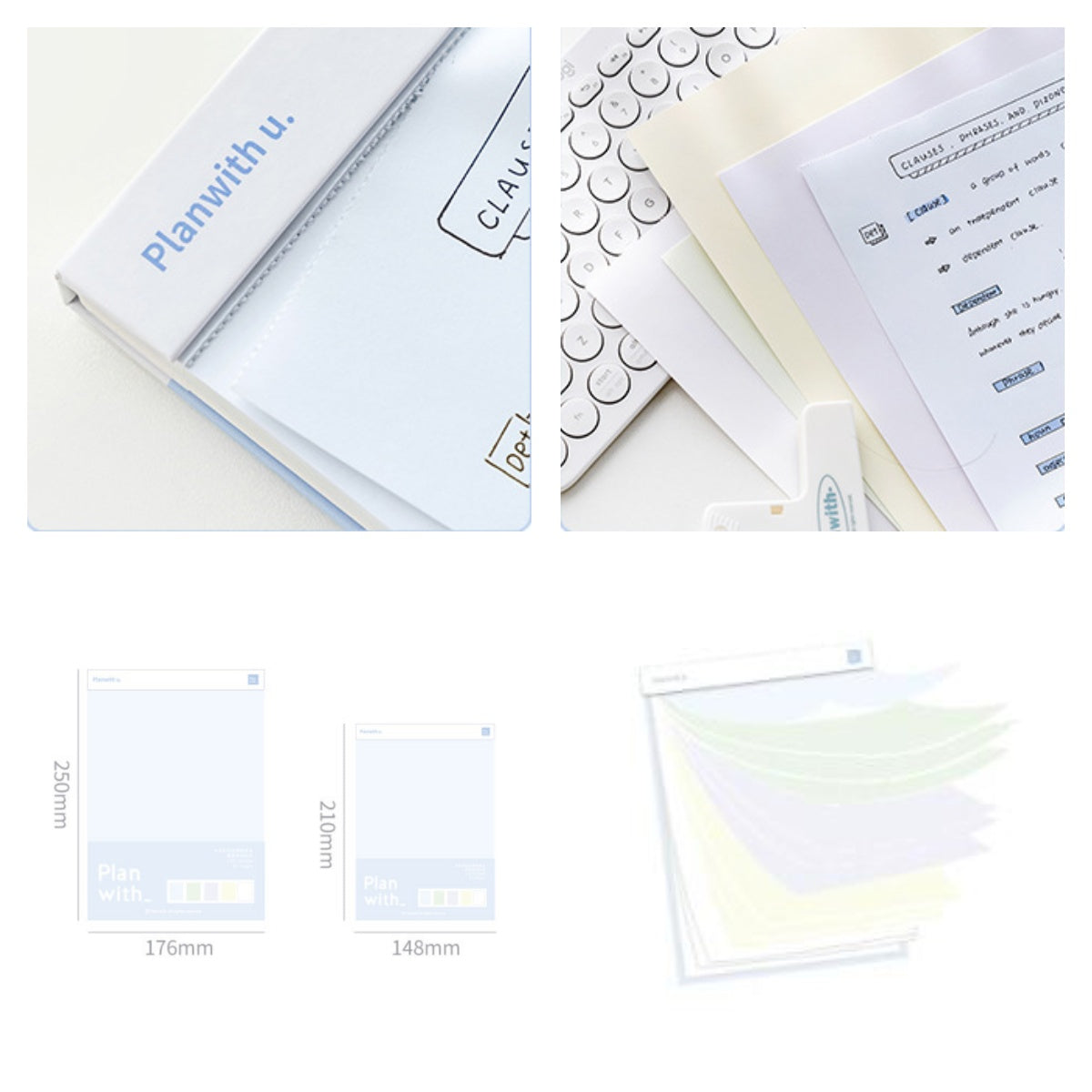 Tearable Notepad with 5-Color Inner Pages – Planner Notebook with Thick Backing