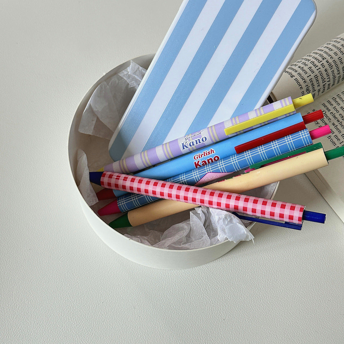 Vintage Plaid Contrast Press Gel Pen-pack of 5