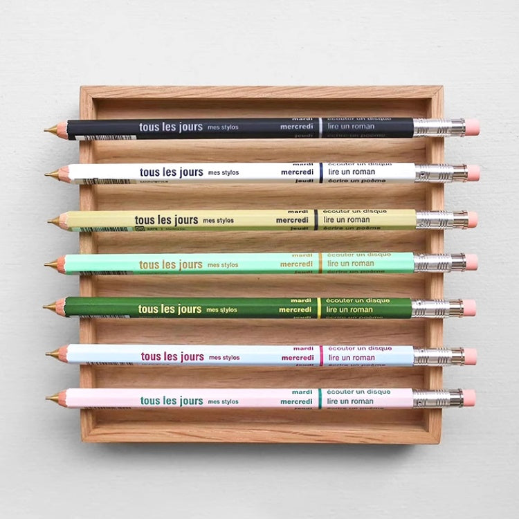 MARK'STYLE Series Macaron Color-Block Wooden Barrel Retractable Mechanical Pencil