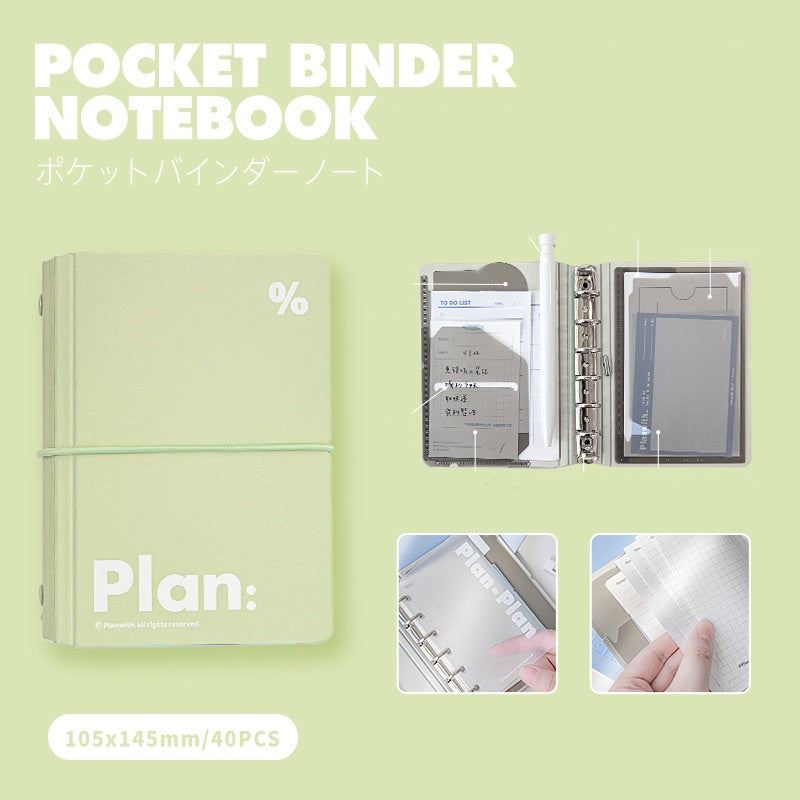 Multi-Function Pocket 6-Hole Binder Notebook – Portable Organizer for Receipts & Planning