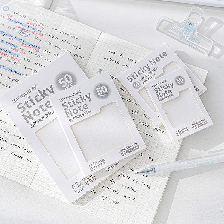 Transparent Pearlescent Sticky Notes – Quick-Dry, Smudge-Free Writing for Note-Taking
