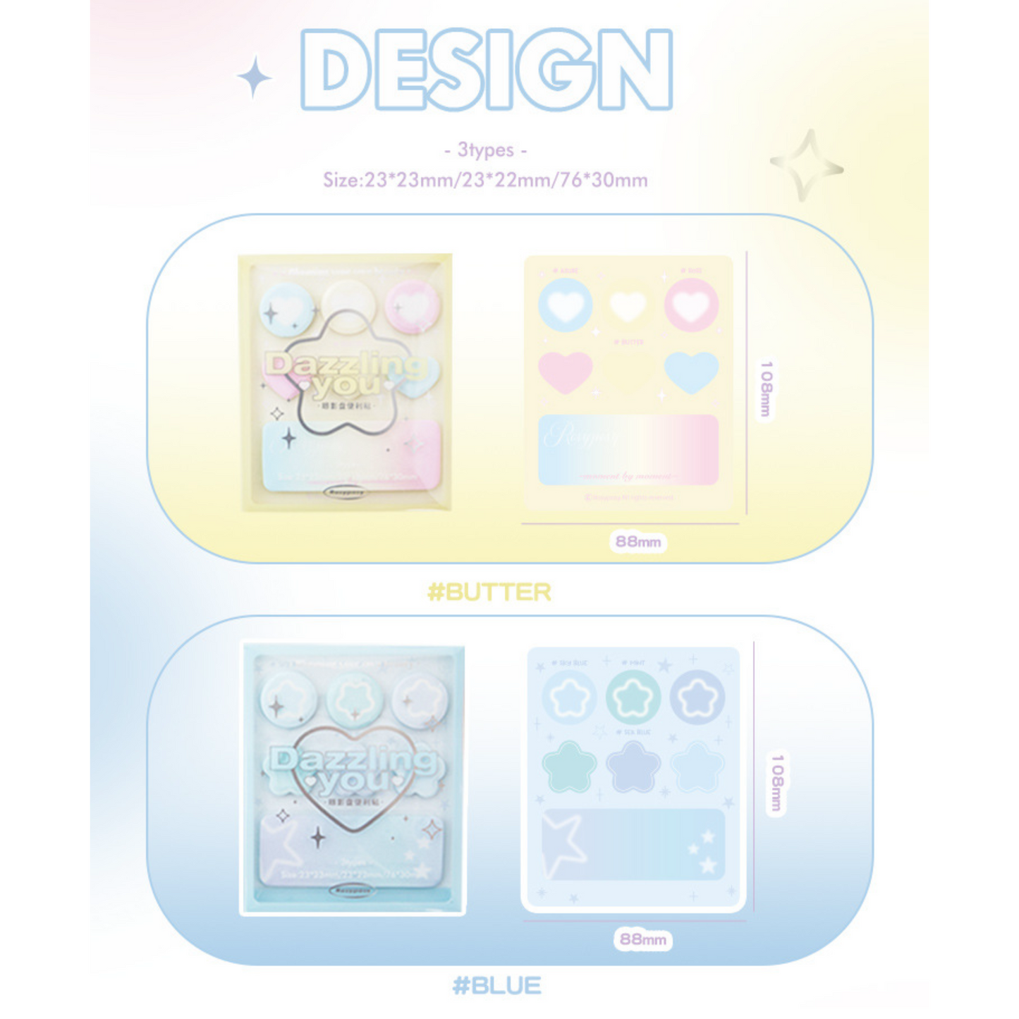 Eyeshadow Palette Sticky Notes – Gradient Aesthetic Index Tabs