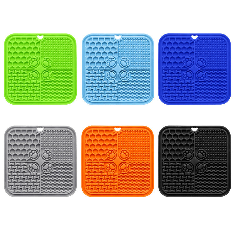 Slow Feeding Mat, Lick Mat Dog Bowls, Food Feeder for Dog Cat, Pet Lick Pad Anxiety Relief Feeding Mat withSuction, Multicolor