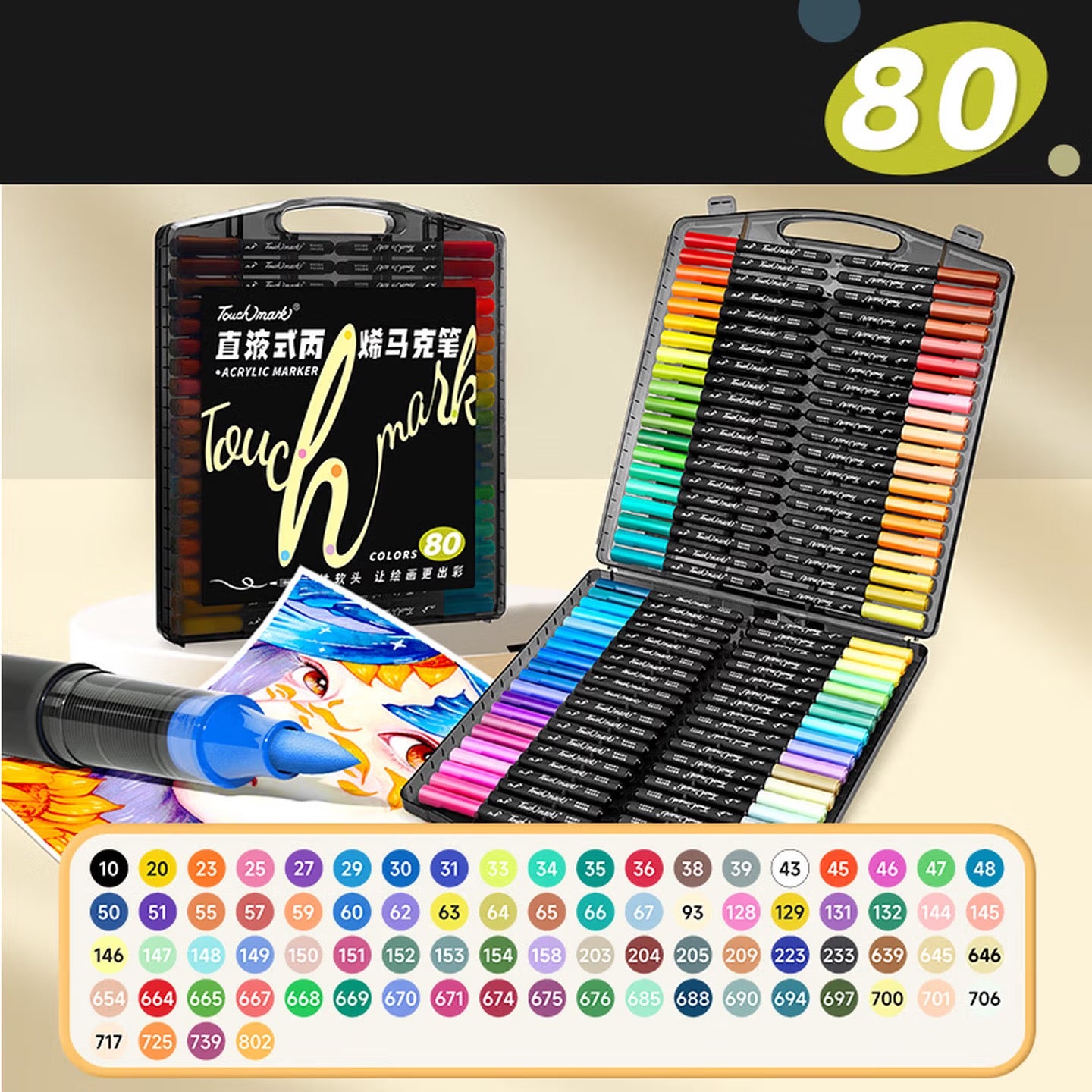 Touchmark Acrylic Paint Markers, 1-6mm Flexible Tip Paint Pens for Rock Painting, Canvas, Crafts & Art Projects