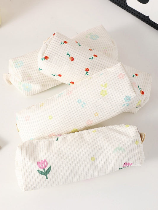 Simple Floral Pen Case, Fresh and Cute Storage Bag