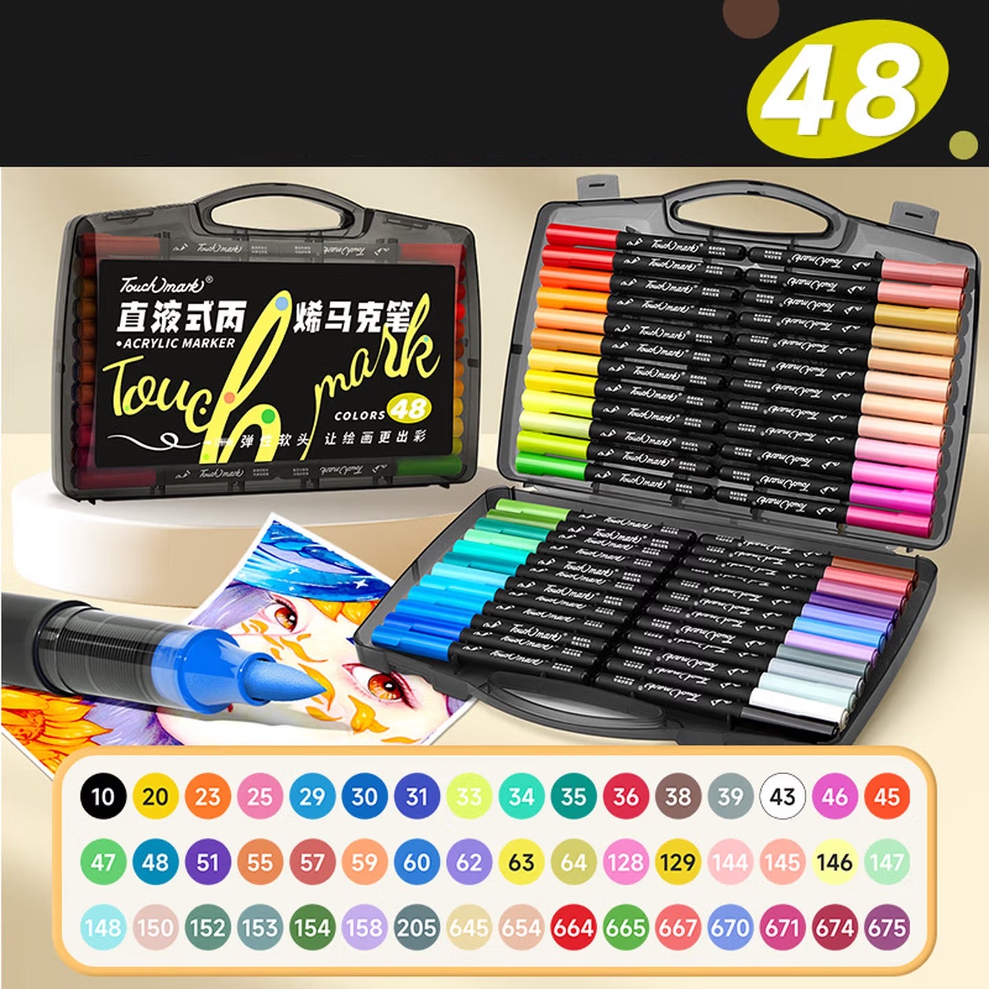 Touchmark Acrylic Paint Markers, 1-6mm Flexible Tip Paint Pens for Rock Painting, Canvas, Crafts & Art Projects