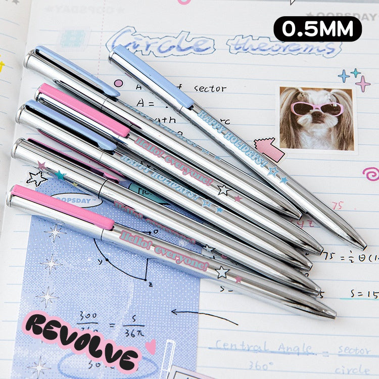 Rotating Metal Mirror Pen 0.5mm Bullet Tip Gel Pen