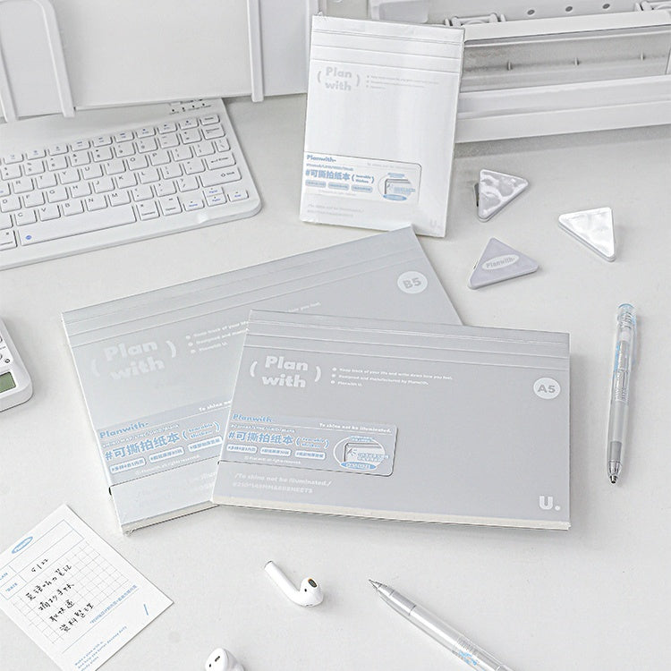 Silver Minimalist Tearable Notepad – Multi-Function Draft & Marker Notebook