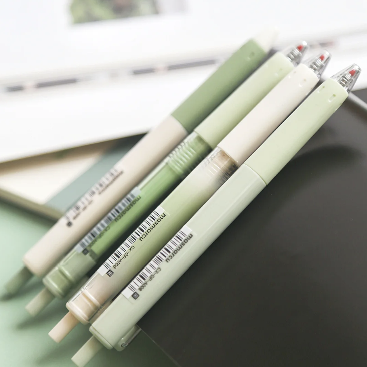 M&G x masmarcu Forest Green Series Eco-friendly Silent Writing ProfutureLab 0.5mm Gel Pen Set-Pack of 3/4