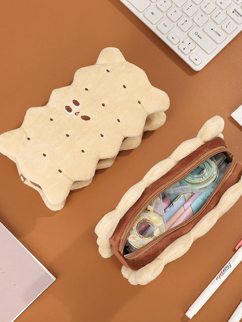 Stuffed Cookie-Shaped Plush Pen Case