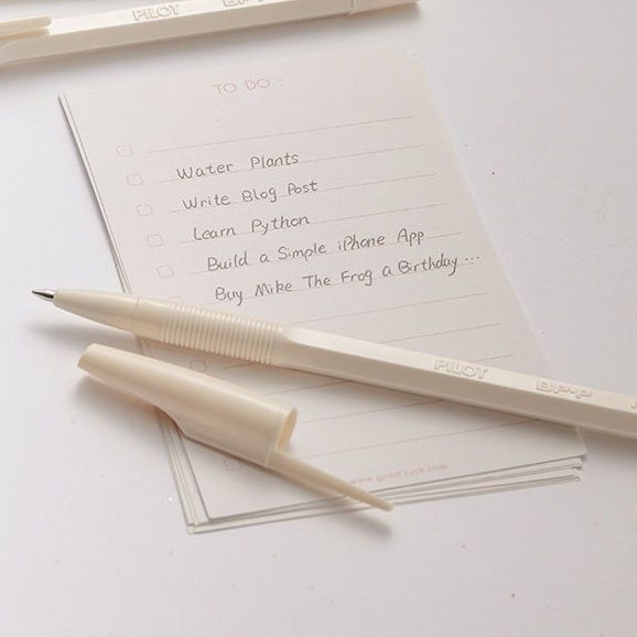 BP-P Vintage Milky White Ballpoint Pen With Cap