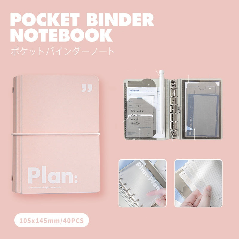 Multi-Function Pocket 6-Hole Binder Notebook – Portable Organizer for Receipts & Planning