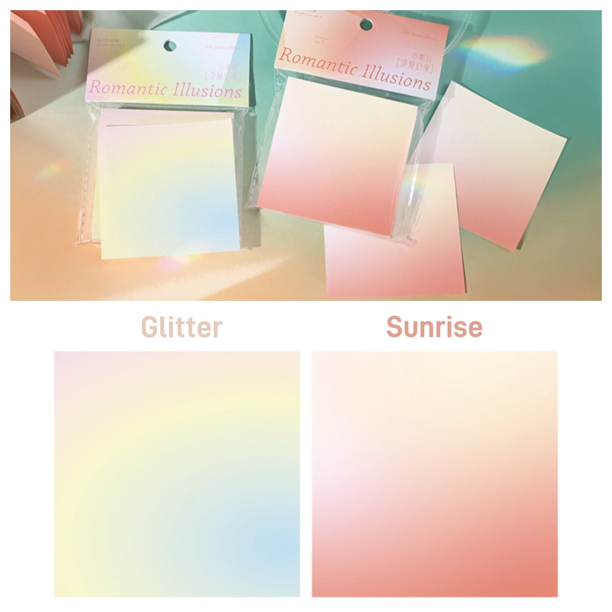 Romantic Illusion Series – Gradient Non-Sticky Memo Notes and Collage Paper